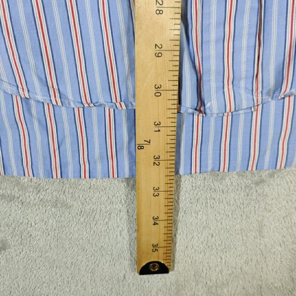 Ralph Lauren Shirt Mens Large Blue Striped Two Ply Cotton Dress Blake Pony Adult - Picture 6 of 8